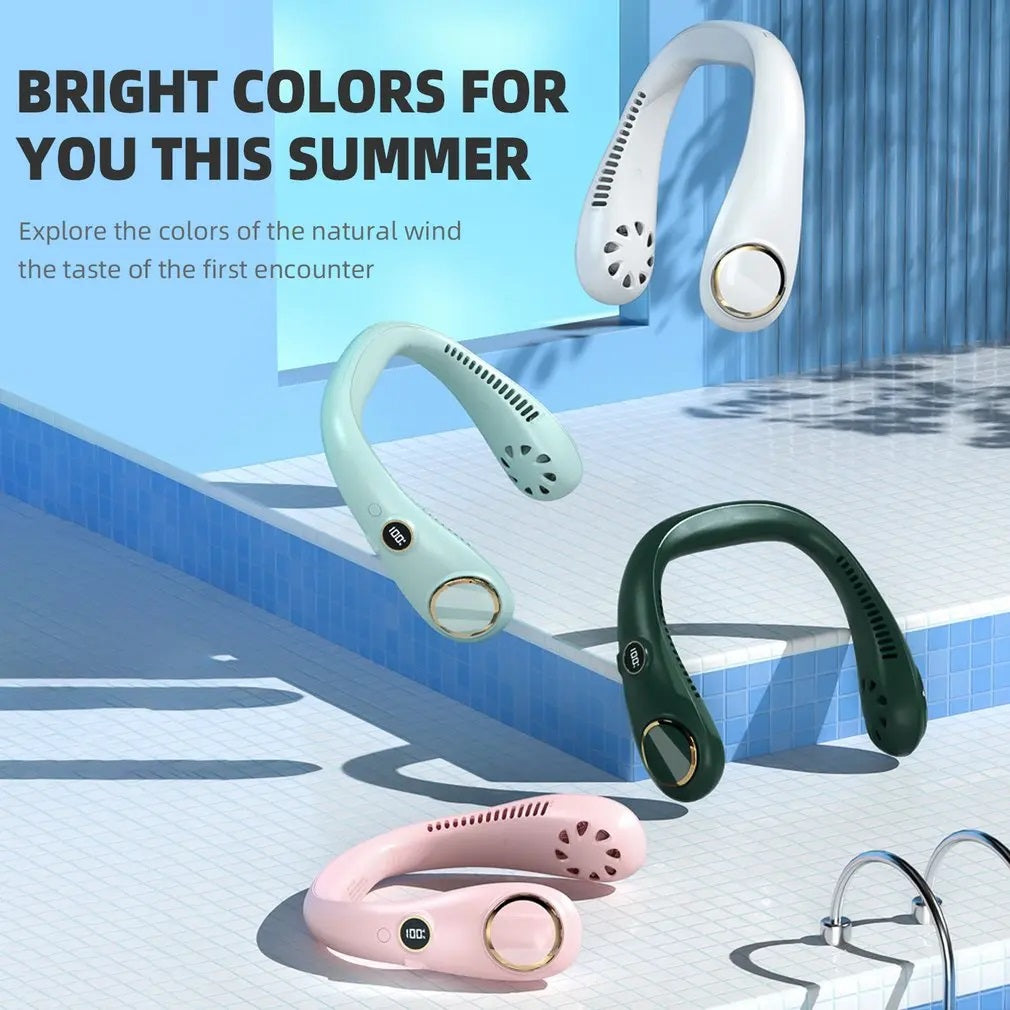USB Rechargeable LED Neck Fan for Outdoor Use