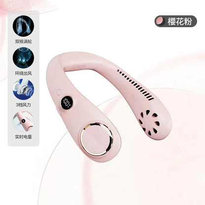 USB Rechargeable LED Neck Fan for Outdoor Use
