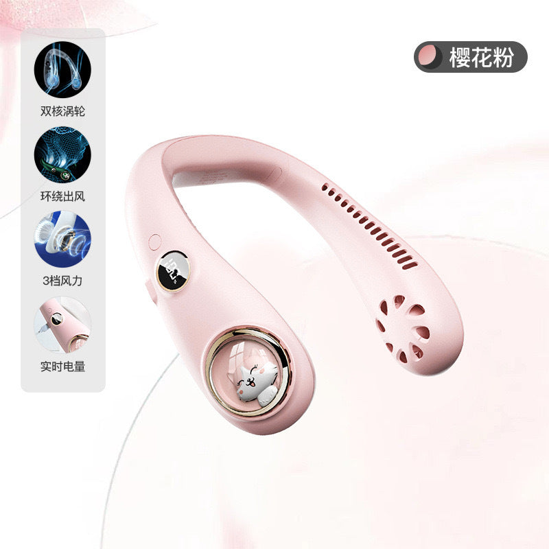 USB Rechargeable LED Neck Fan for Outdoor Use