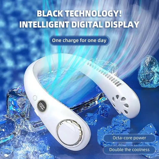 USB Rechargeable LED Neck Fan for Outdoor Use