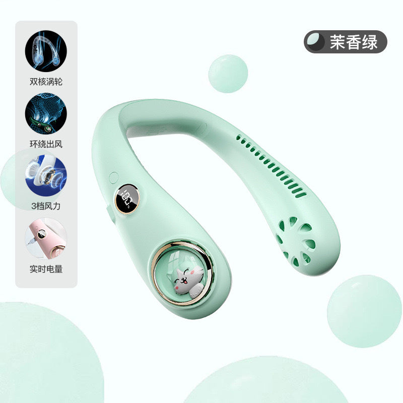 USB Rechargeable LED Neck Fan for Outdoor Use